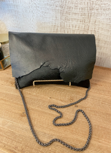 Load image into Gallery viewer, Solid Black Cowhide with Triple Flap Clutch/Crossbody
