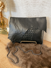 Load image into Gallery viewer, Black Croc With Solid Leather Flap
