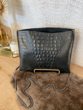 Load image into Gallery viewer, Black Croc With Solid Leather Flap
