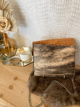 Load image into Gallery viewer, Brindle Hide with Tan Croc Flap Clutch/Crossbody
