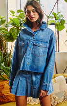 Load image into Gallery viewer, Oversized Cropped Denim Shacket
