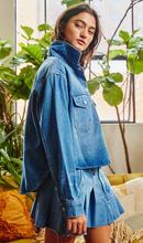 Load image into Gallery viewer, Oversized Cropped Denim Shacket
