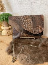 Load image into Gallery viewer, Coco Double Flap Croc Clutch/Crossbody
