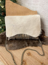 Load image into Gallery viewer, Brown/Grey Croc with White Hide Clutch/Crossbody
