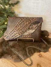 Load image into Gallery viewer, Coco Croc with Brindle Flap Clutch/Crossbody
