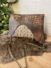 Load image into Gallery viewer, Solid Croc with Coo Flap Clutch/Crossbody
