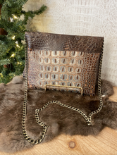 Load image into Gallery viewer, Solid Croc with Coo Flap Clutch/Crossbody
