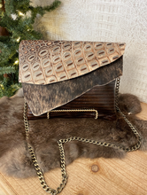 Load image into Gallery viewer, Grey Croc &amp; Brindle Flap Clutch/Crossbody
