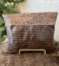 Load image into Gallery viewer, Grey Croc &amp; Brindle Flap Clutch/Crossbody
