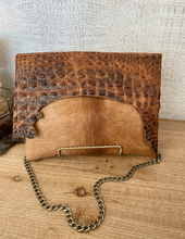 Load image into Gallery viewer, Linebacker Hide with Tan Croc Flap Clutch/Crosbody
