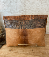 Load image into Gallery viewer, Linebacker Hide with Tan Croc Flap Clutch/Crosbody
