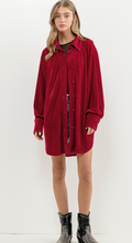 Load image into Gallery viewer, Red Velvet Shirt Dress
