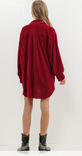 Load image into Gallery viewer, Red Velvet Shirt Dress
