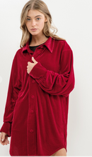 Load image into Gallery viewer, Red Velvet Shirt Dress
