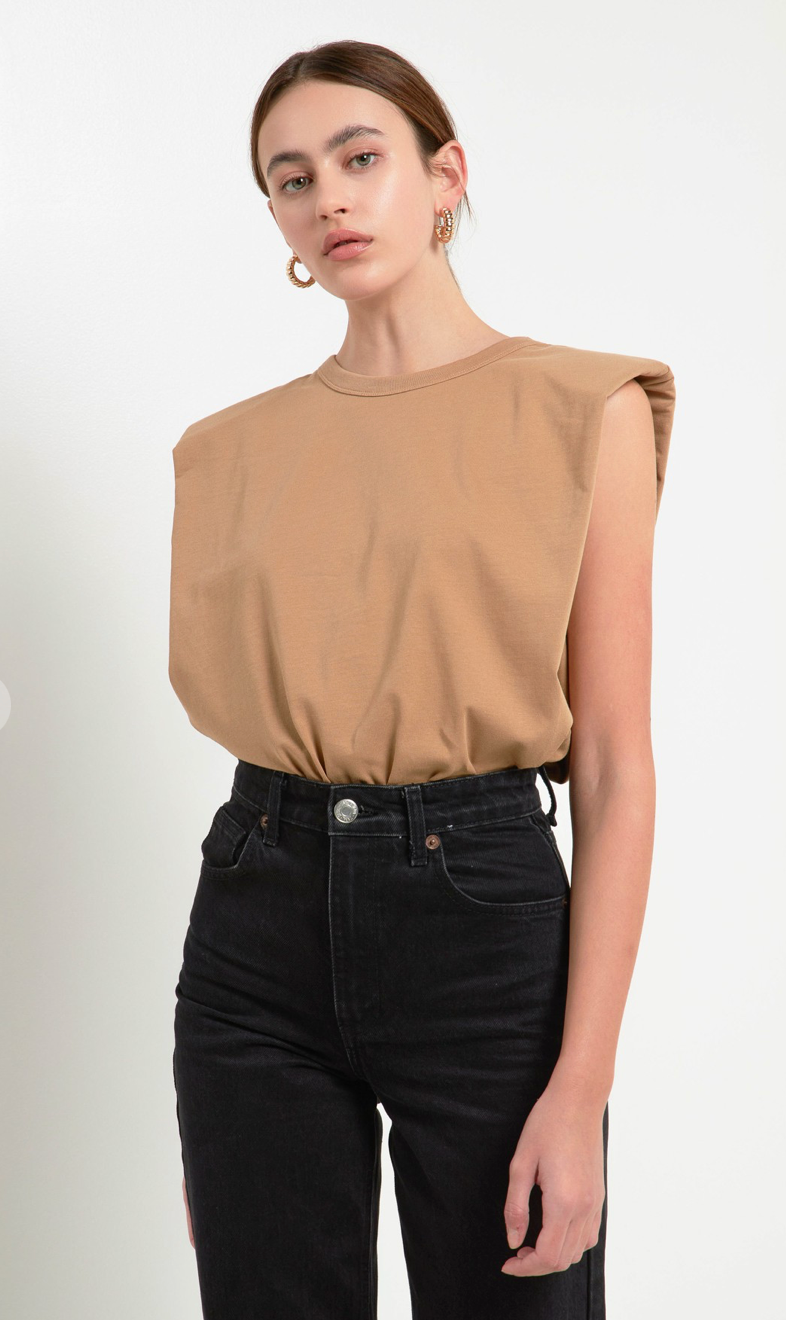 Taupe Shoulder Pad Tee