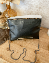 Load image into Gallery viewer, Solid Black with Black Hide Flap Clutch/Crossbody
