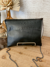 Load image into Gallery viewer, Solid Black with Black Hide Flap Clutch/Crossbody
