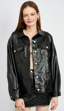 Load image into Gallery viewer, Oversized Black Leather Jacket
