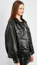 Load image into Gallery viewer, Oversized Black Leather Jacket
