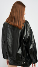 Load image into Gallery viewer, Oversized Black Leather Jacket
