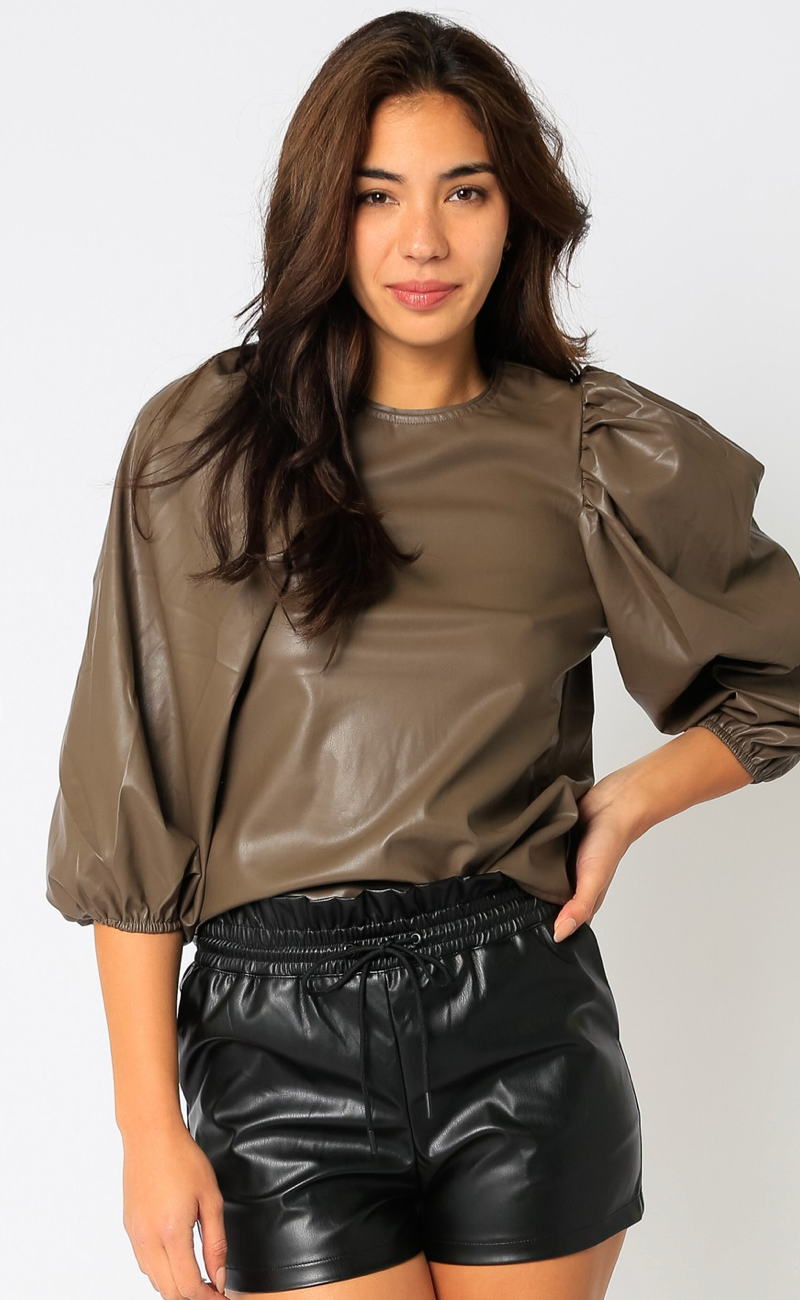 Truffle Faux Puff Sleeve Blouse