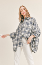 Load image into Gallery viewer, Oversized Blue Plaid Top
