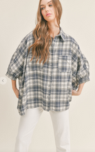 Load image into Gallery viewer, Oversized Blue Plaid Top
