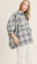 Load image into Gallery viewer, Oversized Blue Plaid Top
