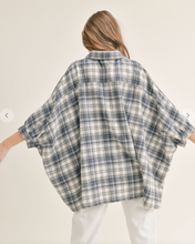 Load image into Gallery viewer, Oversized Blue Plaid Top
