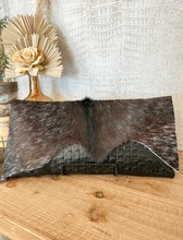 Load image into Gallery viewer, Black Speckled Hide With Black Croc Clutch
