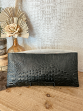 Load image into Gallery viewer, Black Speckled Hide With Black Croc Clutch
