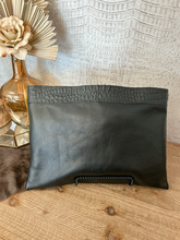 Load image into Gallery viewer, Black Speckled Hide with Solid Black Leather Clutch/Crossbody
