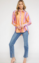 Load image into Gallery viewer, Striped Peach Satin Blouse
