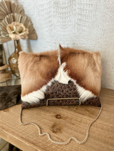 Load image into Gallery viewer, Ostrich With Springbok Flap Clutch/Crossbody
