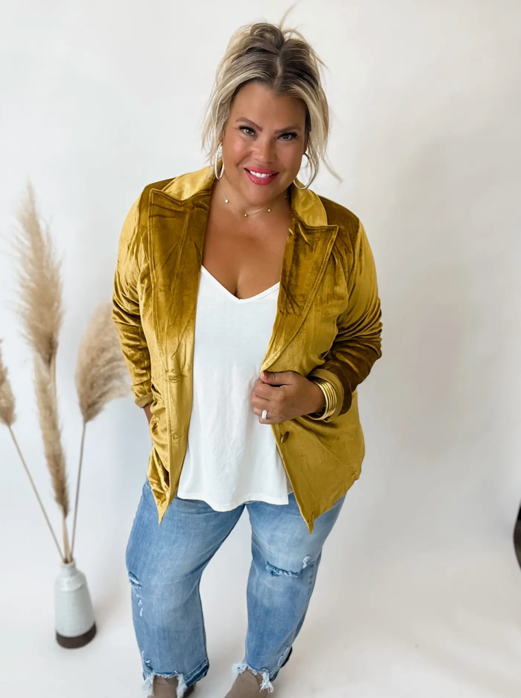 Yellow Velvet Blazer