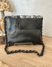 Load image into Gallery viewer, Black Croc with Black/White Spec Hide Crossbody
