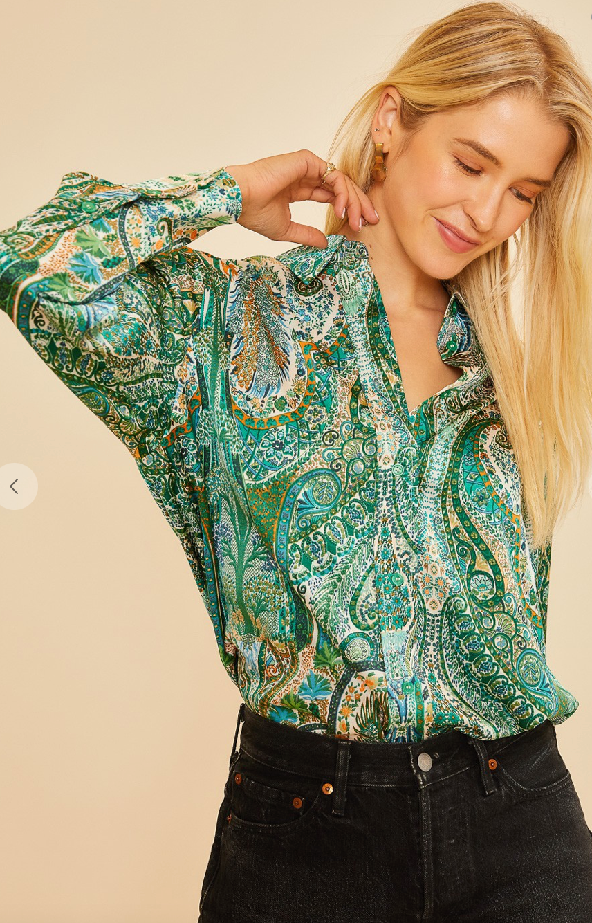 Green Paisley Blouse