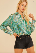 Load image into Gallery viewer, Green Paisley Blouse
