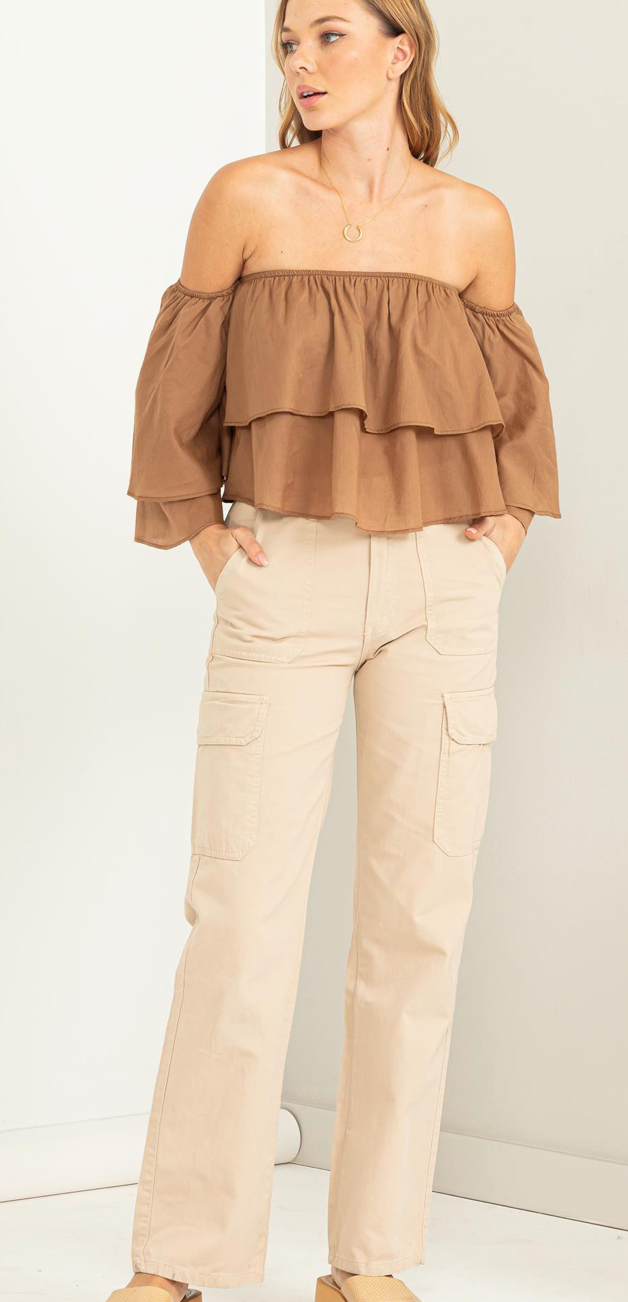 Pecan Off The Shoulder Blouse