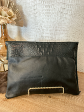 Load image into Gallery viewer, Black Croc with Black/White Spec Hide Clutch/Crossbody
