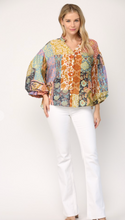 Load image into Gallery viewer, Patch Work Bubble Sleeve Blouse
