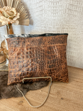 Load image into Gallery viewer, Black Brindle with Tan Croc Clutch/Crossbody
