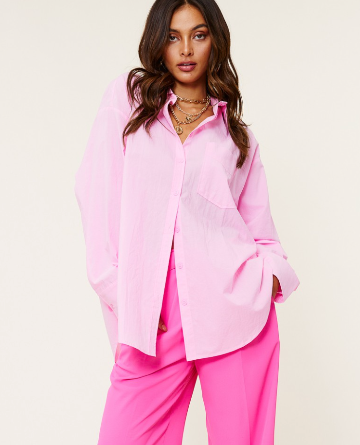 Oversized Blush Button Down