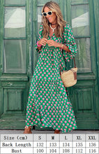 Load image into Gallery viewer, Women&#39;s V-Neck Geometric Print Patch Puff Sleeve Dress

