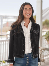 Load image into Gallery viewer, Women&#39;s Solid Color Velvet Crop Trucker Jacket
